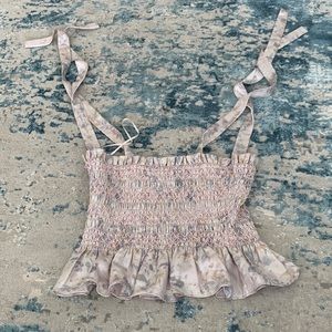 Likely- cute crop top w/ tied straps, soft satin